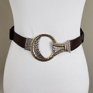 Chico's M/L Hammered Gold and Silver Adj Hook Belt